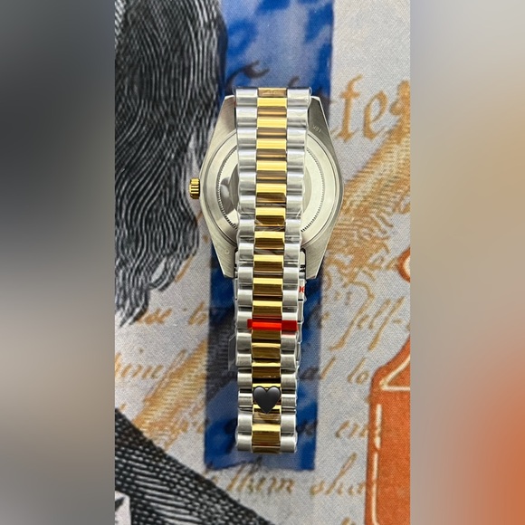 Men’s Luxury Style Automatic Stainless Steel Watch Two Tone Black Dial 41mm - Picture 4 of 4